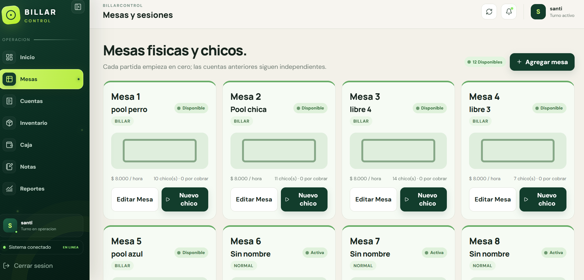 Mesa Activa Billar